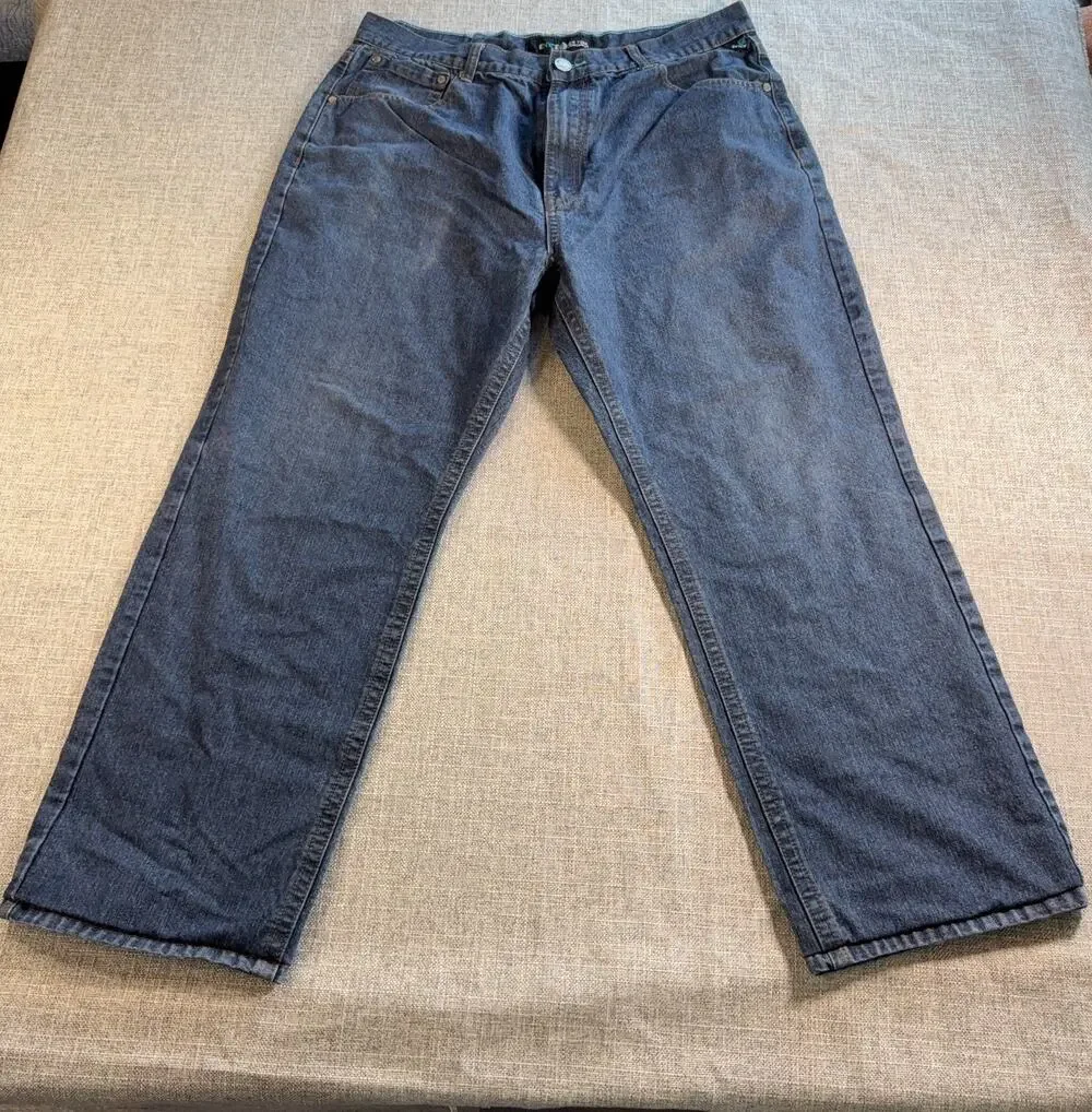 ENYCE Jeans Mens 40 Baggy Wide Leg Dark Wash Y2K Hip Hop Streetwear Denim